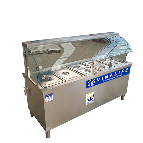 Tủ Giữ Nóng 8 Khay Quầy Kính