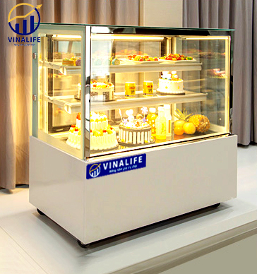 Tủ Trưng Bày Bánh Kem Kính Vuông 3 Tầng 150cm