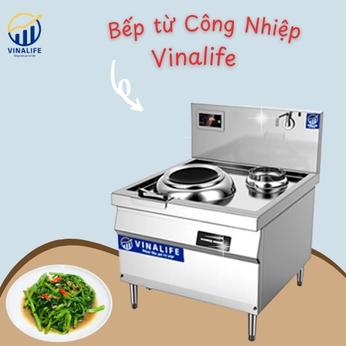 Bếp Từ Công Nghiệp Đơn 8kw Mặt Lõm Có Chậu Rửa