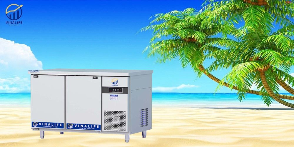 Tủ Bàn Lạnh Quạt Gió Cánh Inox 1.5m