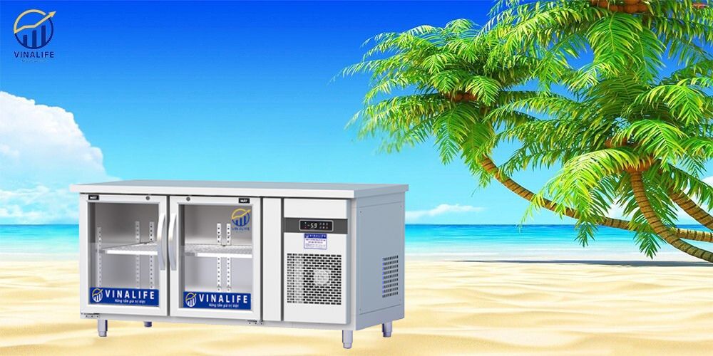 Tủ Bàn Lạnh 1.2m Cánh Kính Quạt Gió