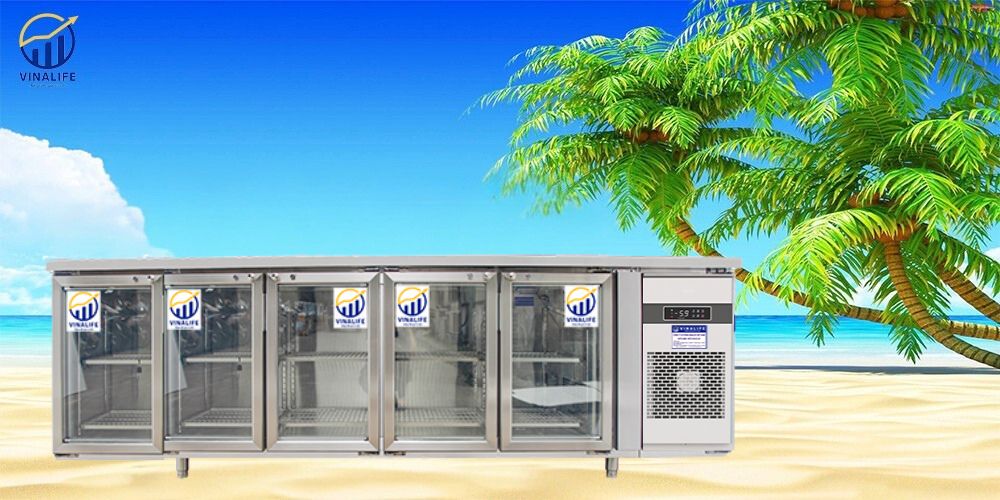 Tủ Bàn Lạnh 5 Cánh Kính